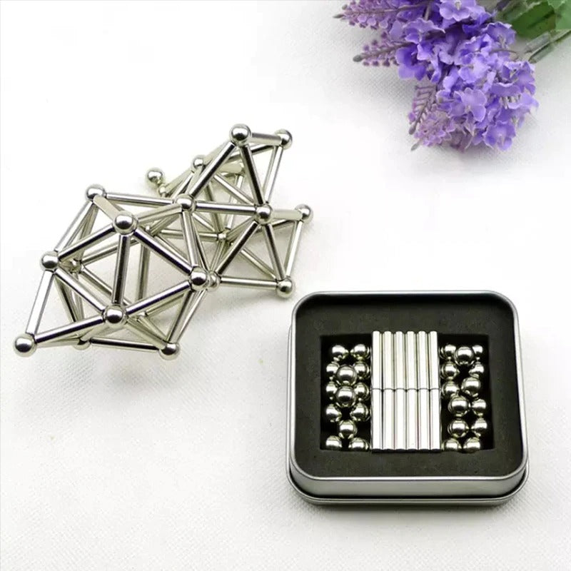 Diy 36 Electromagnetic Sticks And 27 Silver Balls. Toy Magnetic Sticks Magnetic Ball Building Block Set Decompression Toy Gift